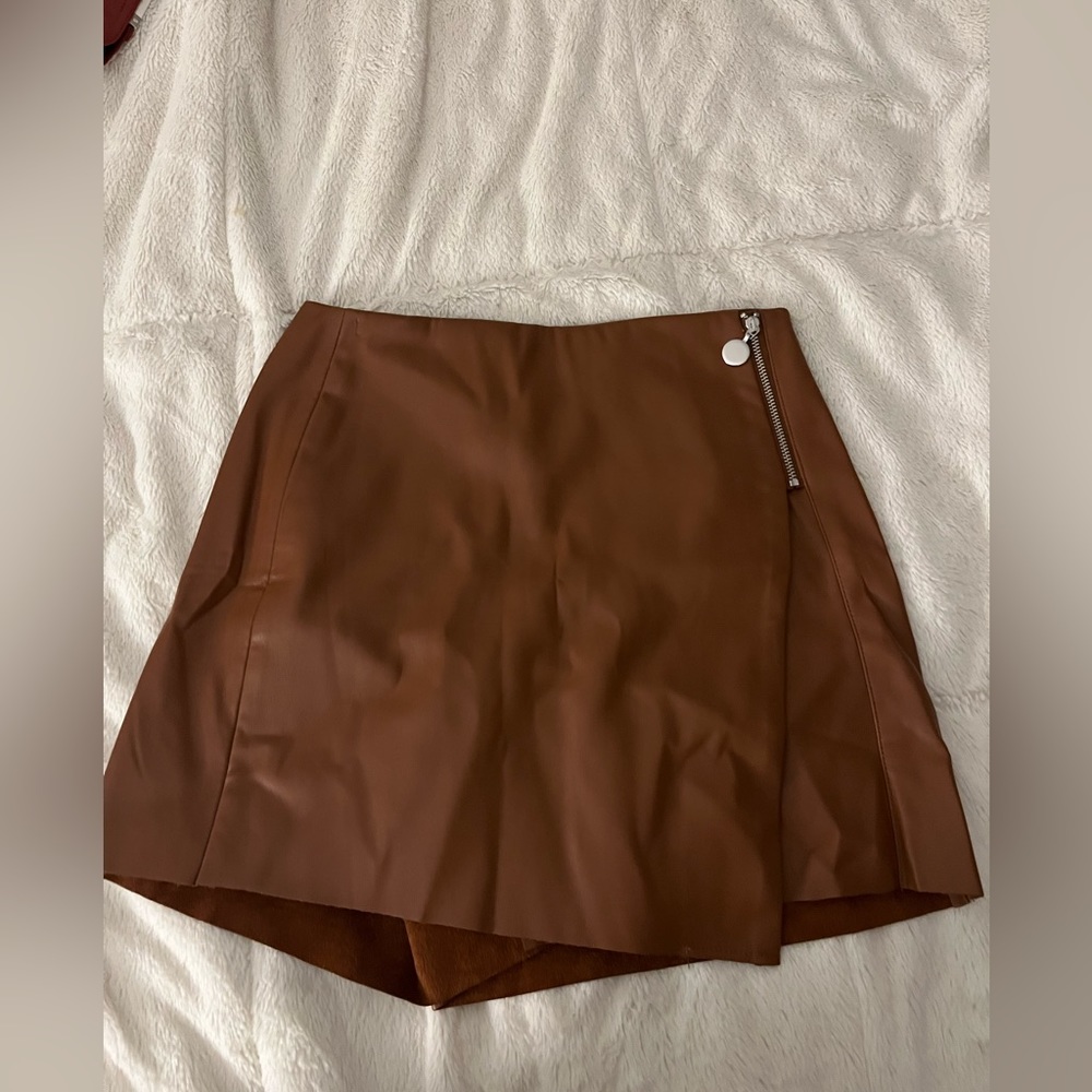 Zara Brown Leather Skort